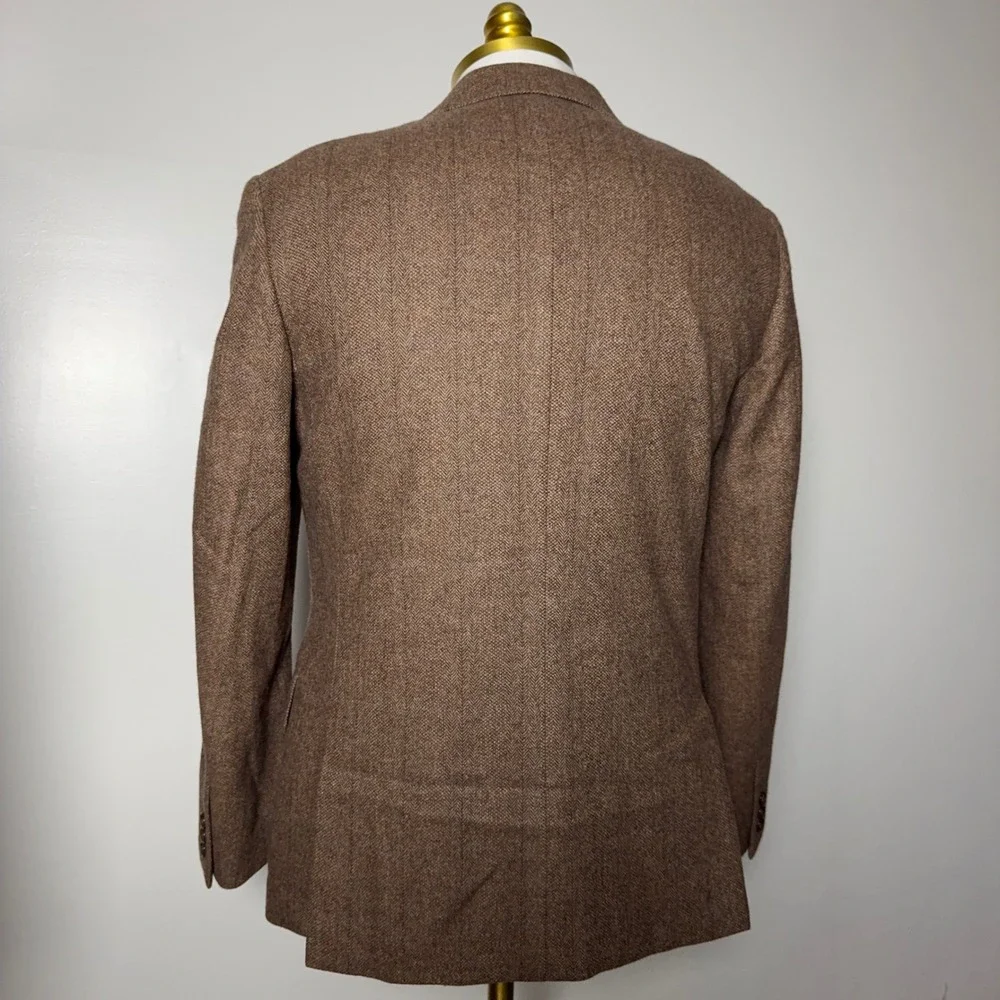 Rare J.Crew Suit Men 38S 29W Brown Herringbone Wool Kenmare Double Breasted Peak